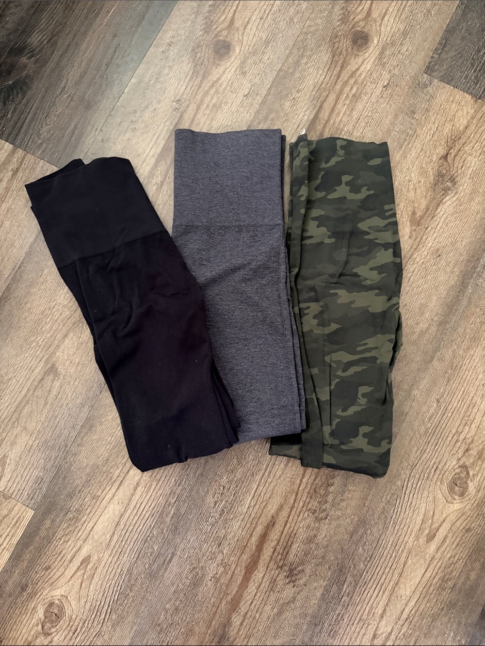 SPANX Kids 3-Pack Leggings - Black, Gray, Camo Green